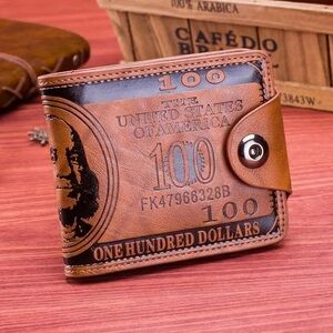 US Dollar Leather Trifold Multi Slot Card Holder Wallet